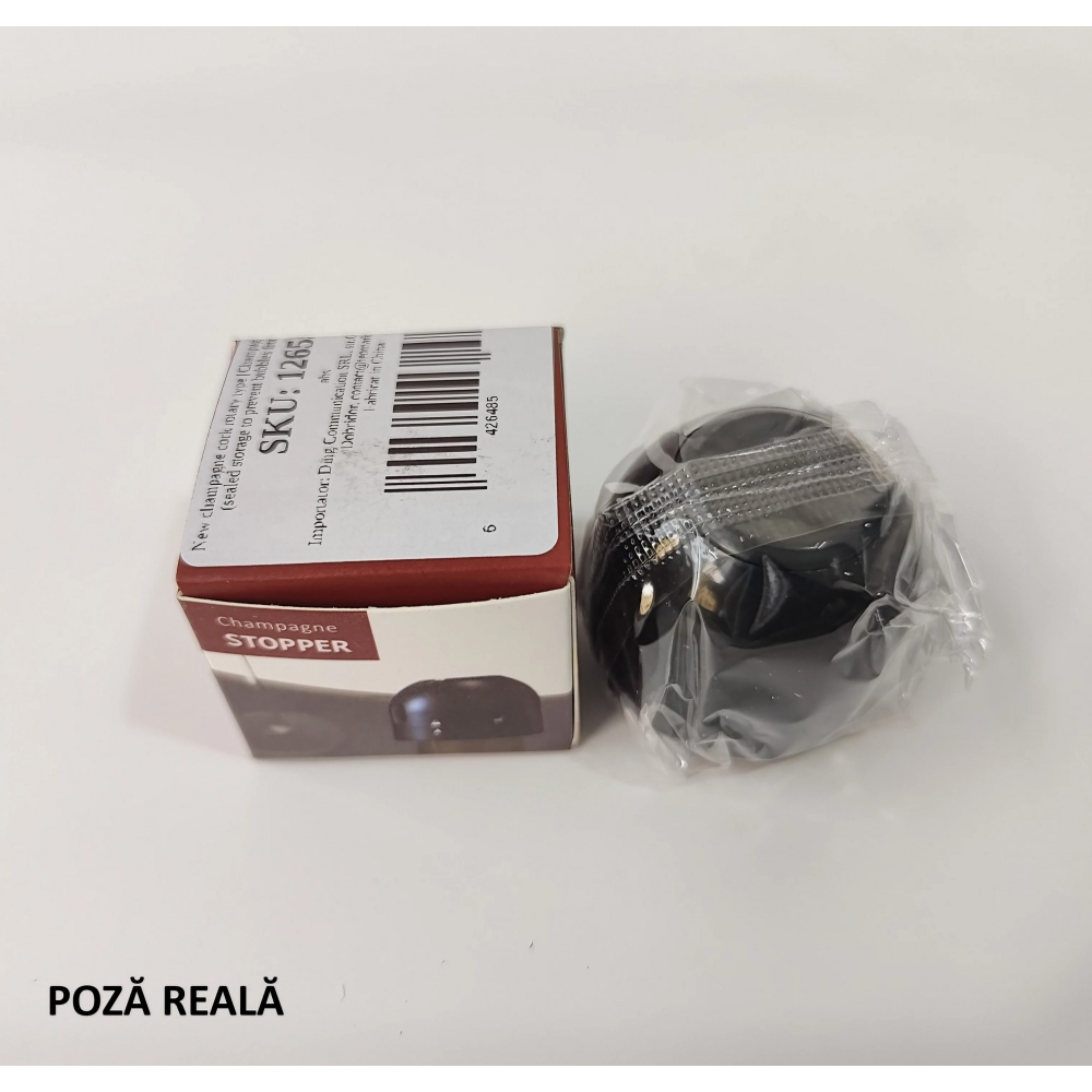 Capac de etansare a sticlei de sampanie, rotativ, on-off, silicon, reutilizabil, usor de depozitat si folosit, 3.9 x 3.9 x 3.3 cm, negru [6]