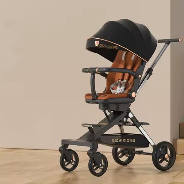 Carucior sport  3in1, 6-36 luni, pliabil, tavita pentru masa, pat de dormit, centura de siguranta, roti 360 grade, reversibil, parasolar, maner reglabil, 64 x 35 x 100 cm, negru [2]