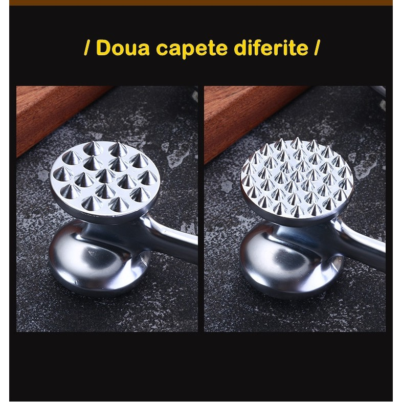 Ciocan pentru snitele si carne  din aliaj de zinc, maner antialunecare, doua capete, 22 cm, argintiu [4]