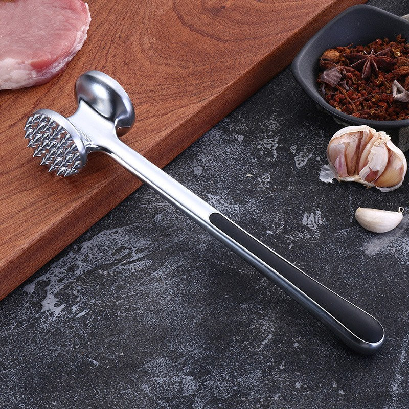 Ciocan pentru snitele si carne  din aliaj de zinc, maner antialunecare, doua capete, 22 cm, argintiu [9]
