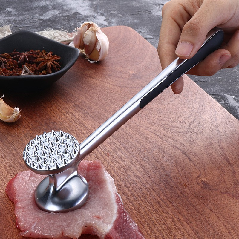 Ciocan pentru snitele si carne  din aliaj de zinc, maner antialunecare, doua capete, 22 cm, argintiu [6]