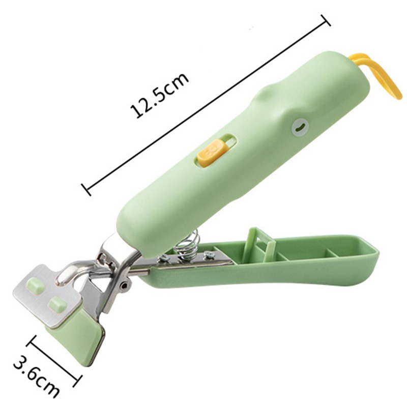 Clema pentru boluri, anti-alunecare, din silicon, de uz casnic, rezistent la temperaturi inalte, model animat, maner si cleste inox, 12.5x3.6 cm, verde [2]