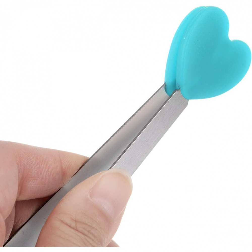 Cleste creativ pentru mancare, model inimioare din silicon, 14.5x3 cm, rezistent la temperaturi inalte si coroziune, albastru [4]