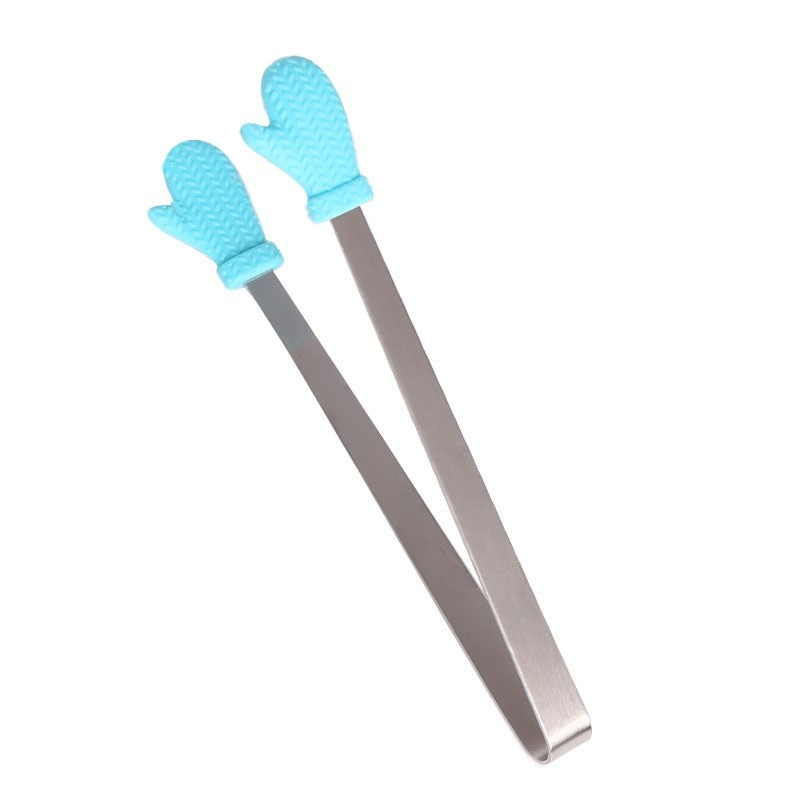 Cleste creativ pentru mancare, model manusi din silicon, 14.5x3 cm, rezistent la temperaturi inalte si coroziune, albastru [3]