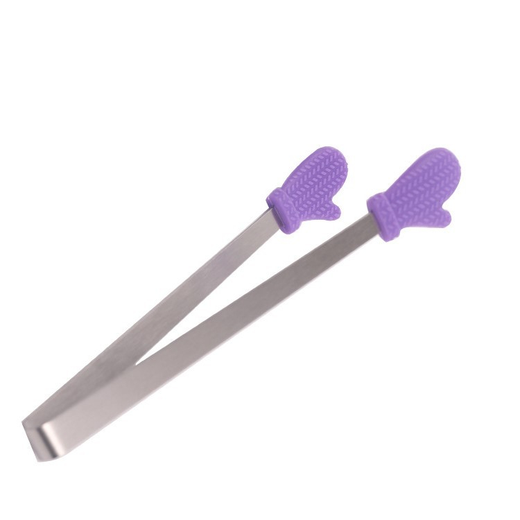 Cleste creativ pentru mancare, model manusi din silicon, 14.5x3 cm, rezistent la temperaturi inalte si coroziune, mov [4]