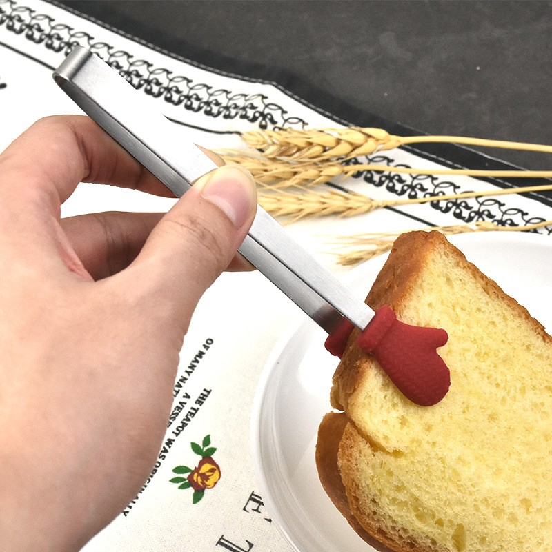Cleste creativ pentru mancare, model manusi din silicon, 14.5x3 cm, rezistent la temperaturi inalte si coroziune, rosu [4]
