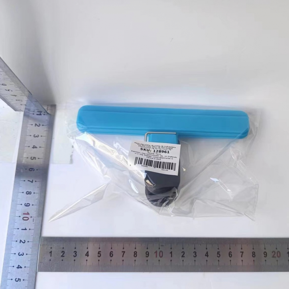 Cleste multifunctional pentru sigilarea pungilor, din plastic, mentine alimentele proaspete, 15x7.5 cm, albastru [7]