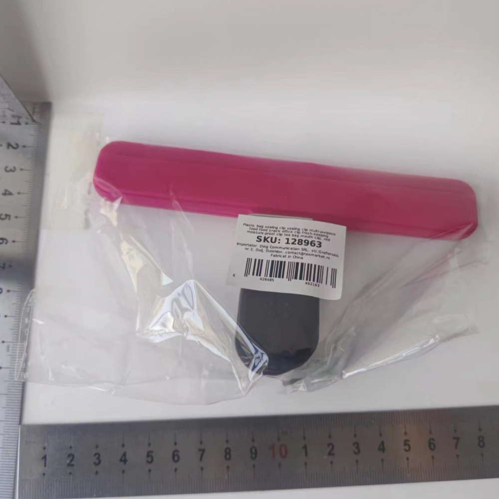 Cleste multifunctional pentru sigilarea pungilor, din plastic, mentine alimentele proaspete, 15x7.5 cm, roz [3]