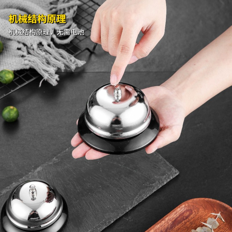 Clopotel sonerie metalica  pentru receptie hoteluri, baruri, restaurante, material metal si plastic, 6 x 10 cm, argintiu [5]