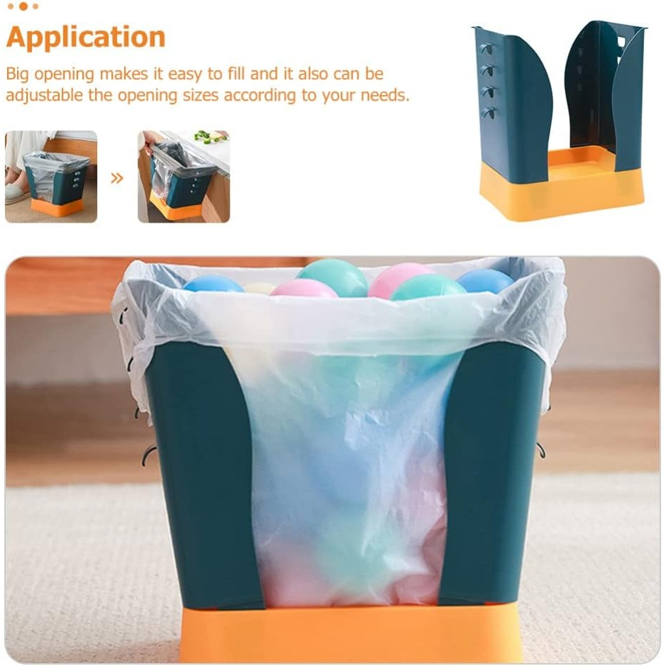 Cos de gunoi extensibil, din plastic, reglabil, pliabil, versatil, pentru bucatarie, baie sau birou, cos universal, 21x25x17 cm, albastru galben [8]