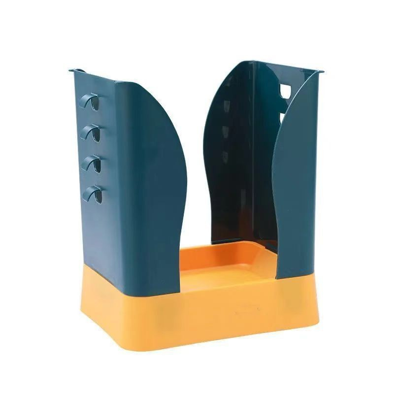 Cos de gunoi extensibil, din plastic, reglabil, pliabil, versatil, pentru bucatarie, baie sau birou, cos universal, 21x25x17 cm, albastru galben [1]