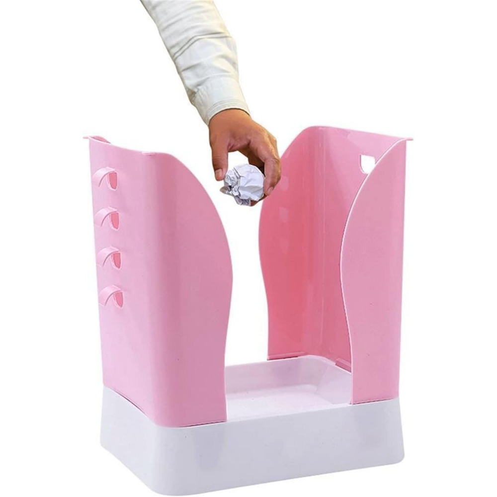 Cos de gunoi extensibil, din plastic, reglabil, pliabil, versatil, pentru bucatarie, baie sau birou, cos universal, 21x25x17 cm, roz alb [8]