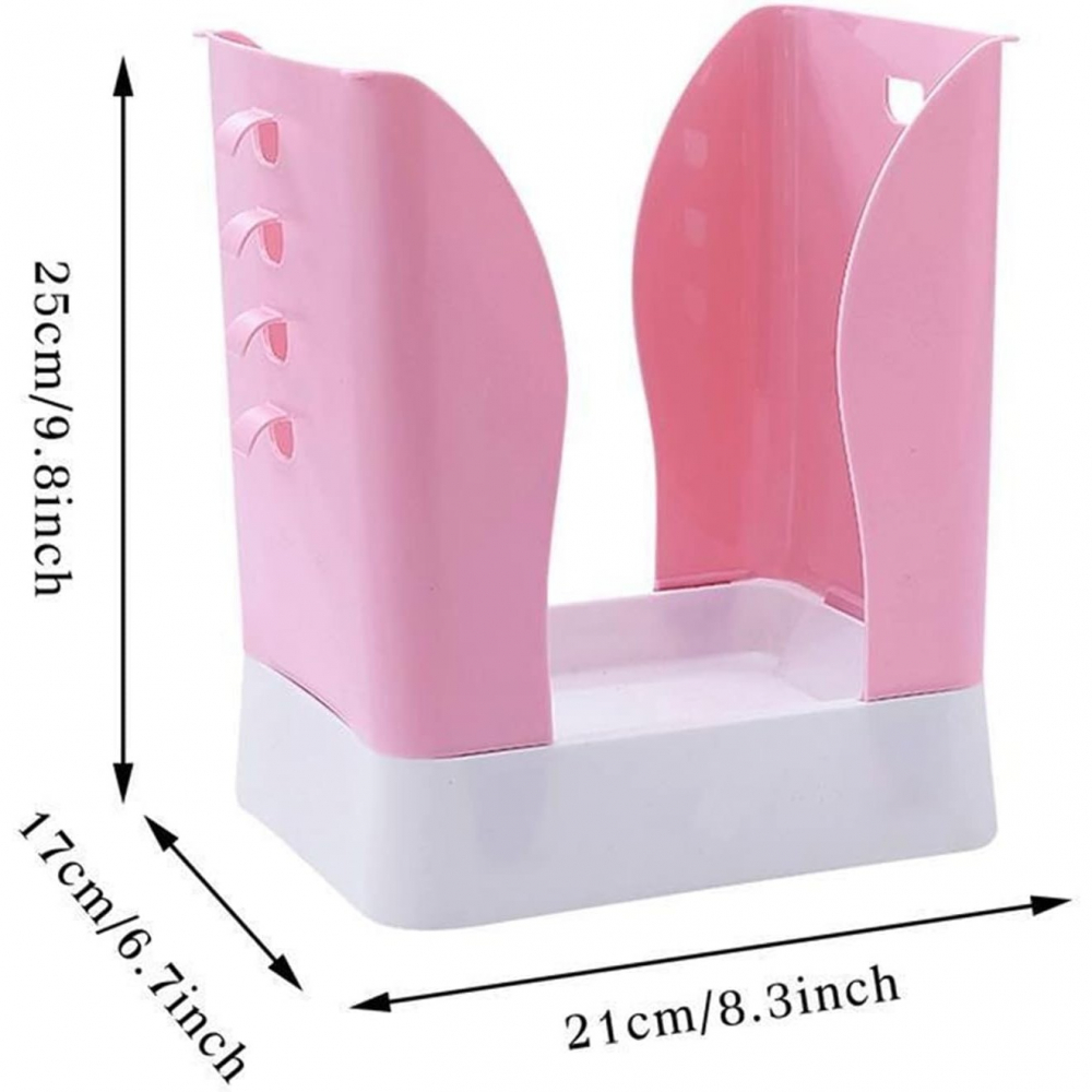 Cos de gunoi extensibil, din plastic, reglabil, pliabil, versatil, pentru bucatarie, baie sau birou, cos universal, 21x25x17 cm, roz alb [9]