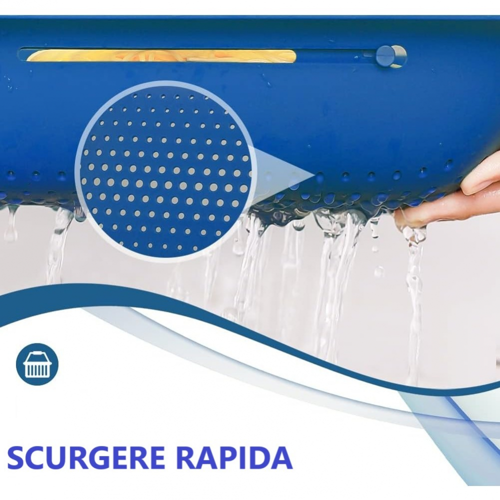 Cos pentru scurgere chiuveta de bucatarie, plastic, telescopic, 36x20x5 cm, albastru [4]