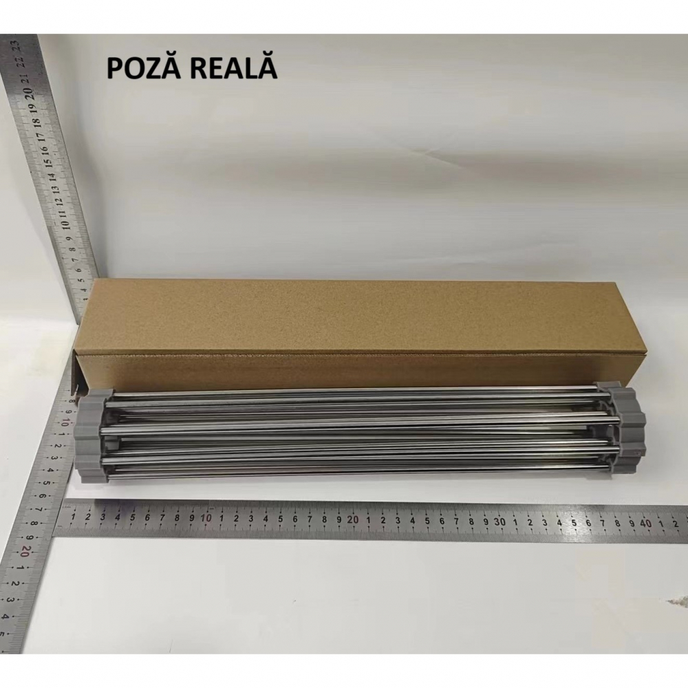 Covoras de scurgere pentru chiuveta bucatarie, din otel inoxidabil, suport chiuveta, pliabil, antiderapant, usor de curatat si de depozitat, 37x30cm, 15 tuburi, gri [7]