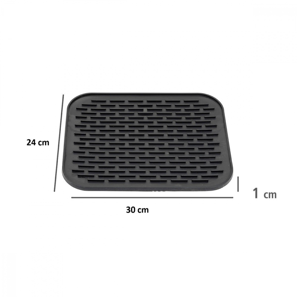 Covoras din silicon pentru scurgere vase, uz casnic, rezistent la temperaturi ridicate, izolator, 30x24 cm, negru [2]