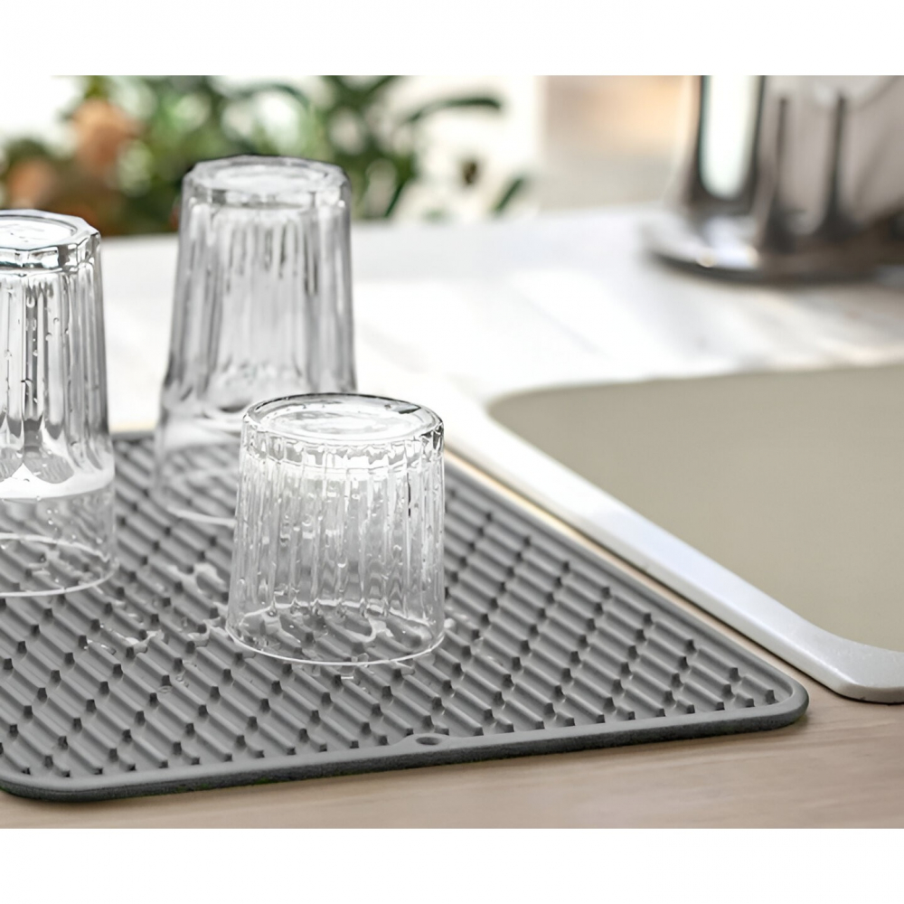 Covoras din silicon pentru scurgere vase, uz casnic, rezistent la temperaturi ridicate, izolator, 43x32.5 cm, negru [9]