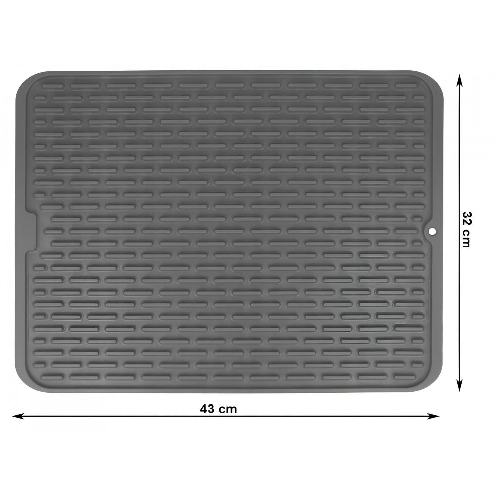 Covoras din silicon pentru scurgere vase, uz casnic, rezistent la temperaturi ridicate, izolator, 43x32.5 cm, negru [7]