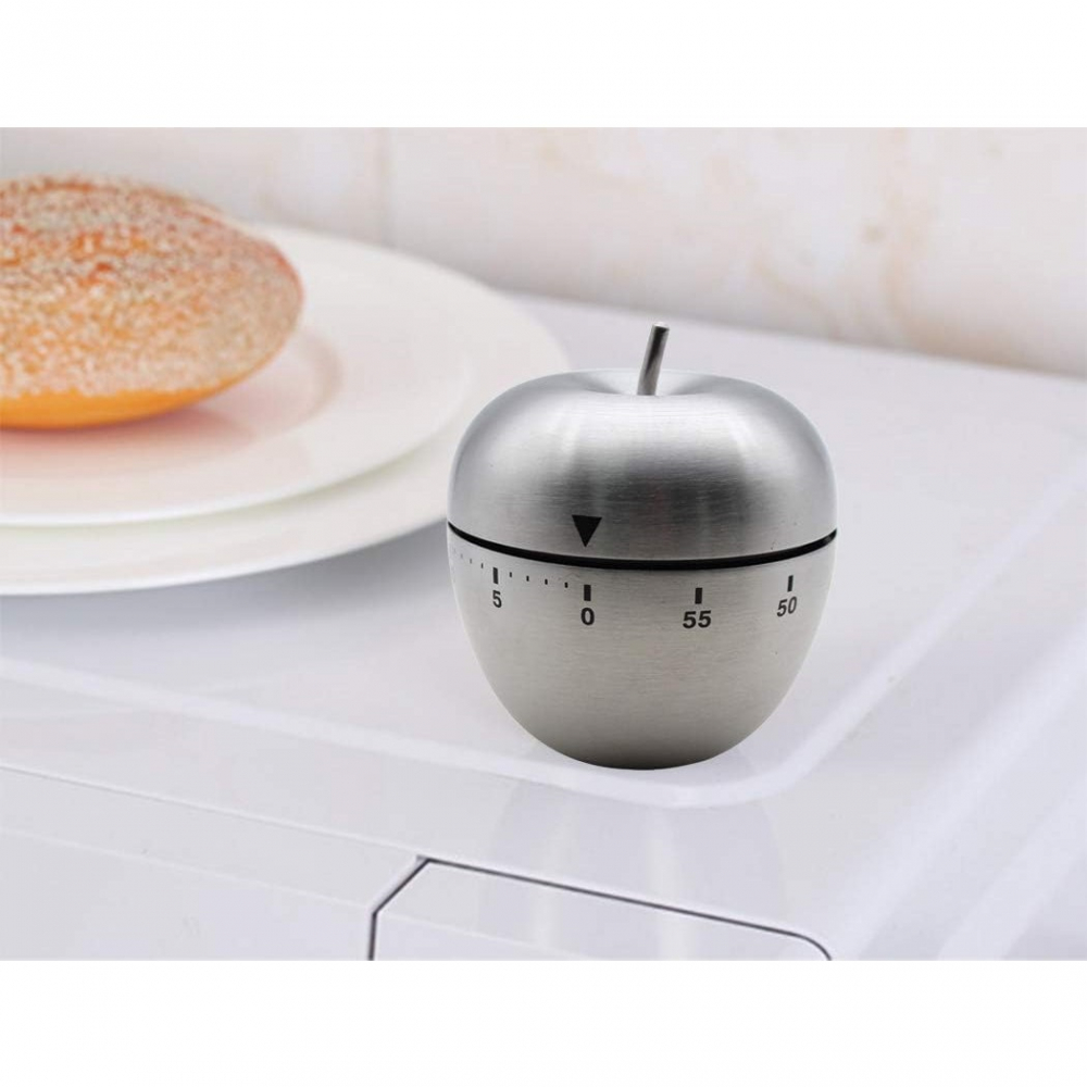 Cronometru de bucatarie, mecanic, forma de mar, din otel inoxidabil, 60 min timer, 7.5 x 6.2 cm, argintiu [4]