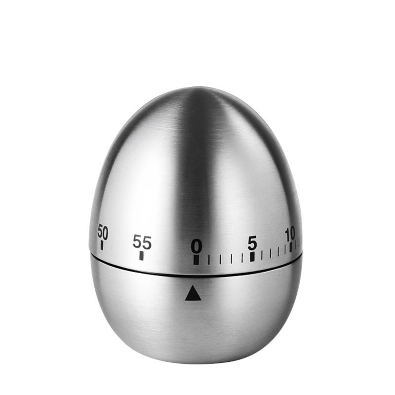 Cronometru de bucatarie, mecanic, forma de ou, din otel inoxidabil, 60 min timer, 8 x 6 cm, argintiu [1]