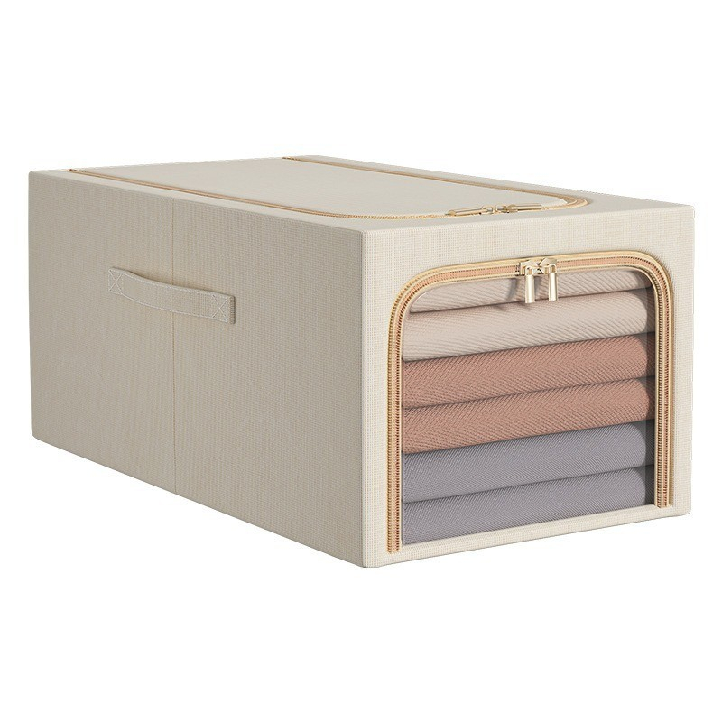 Cutie de depozitare, 31l, din in si bumbac, pliabila, cadru din otel, 45 x 30 x 23 cm, kaki [1]