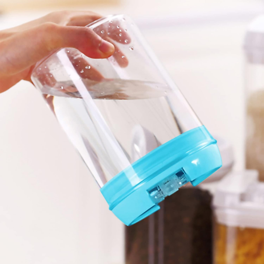 Cutie de depozitare alimente, 0.5l, capac albastru, din pp+pet, inchidere ermetica, 10 x 10 x 10.5 cm, transparent [2]