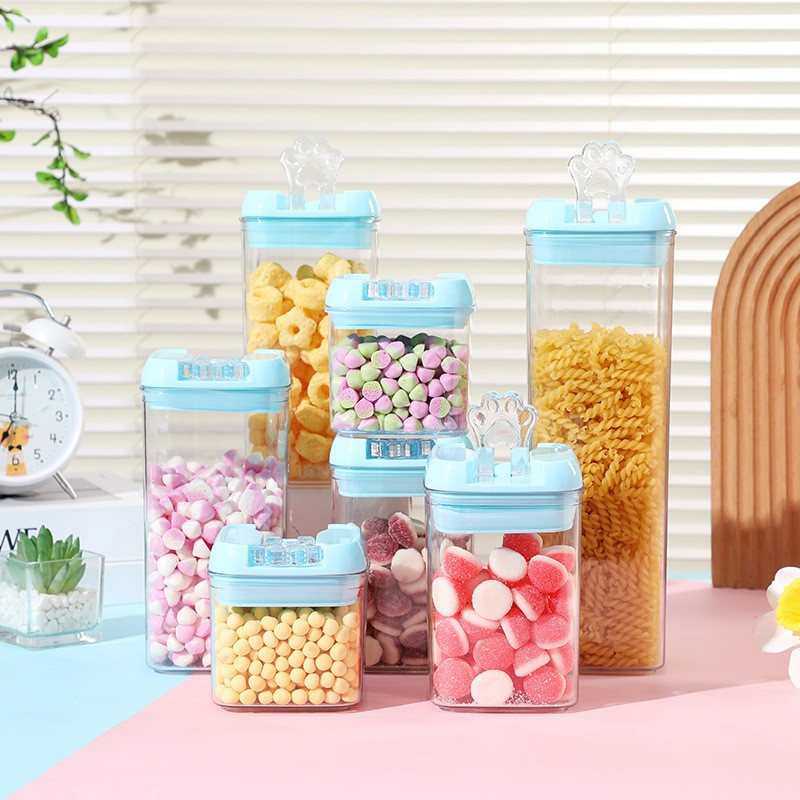 Cutie de depozitare alimente, 1.2l, capac albastru, din pp+pet, inchidere ermetica, 10 x 10 x 20.5 cm, transparent [6]