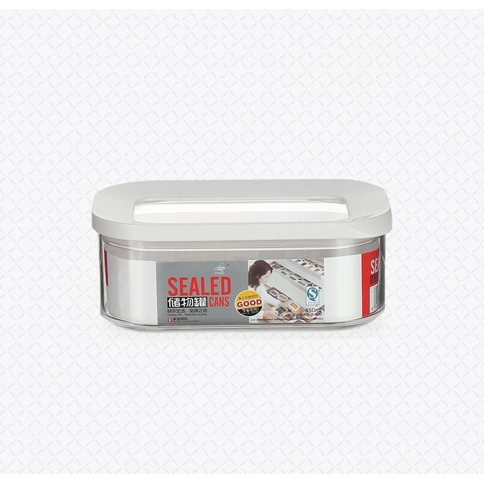 Cutie de depozitare alimente, 450 ml, capac alb, din abs+silicon, 14.5 x 9 x 6 cm, transparent [3]