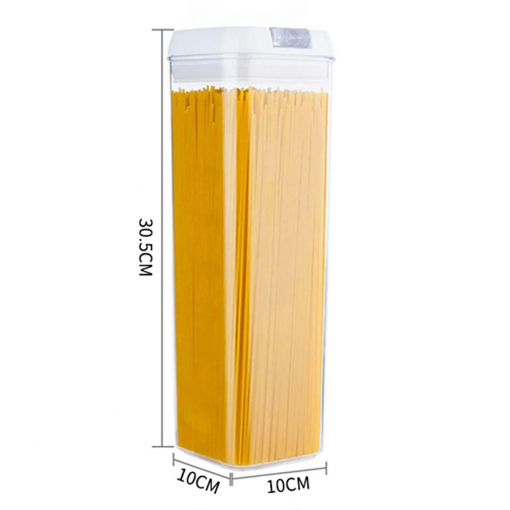 Cutie de depozitare alimente, cutie de depozitare tip container pentru bucatarie, cu capac, inchidere ermetica, cutie pentru cereale, 30.5 x 10 x 10 cm, volum 1.9 l, alb [2]