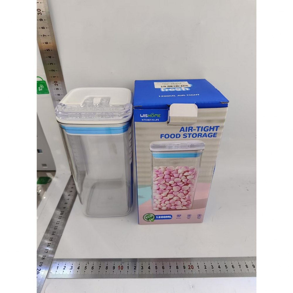 Cutie de depozitare alimente, cutie de tip container pentru bucatarie, cutie pentru condimente, din pet abs silicon, 10 x 10 x 20.5 cm, 370 g, 1.2l transparenta [3]