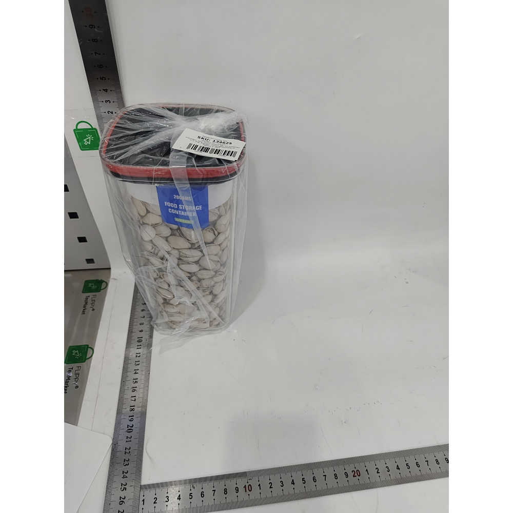 Cutie de depozitare alimente, cutie de tip container, recipient pentru cereale in bucatarie, 11.5 x 11.5 x 23 cm, volum 2000 ml, transparenta cu capac negru [4]