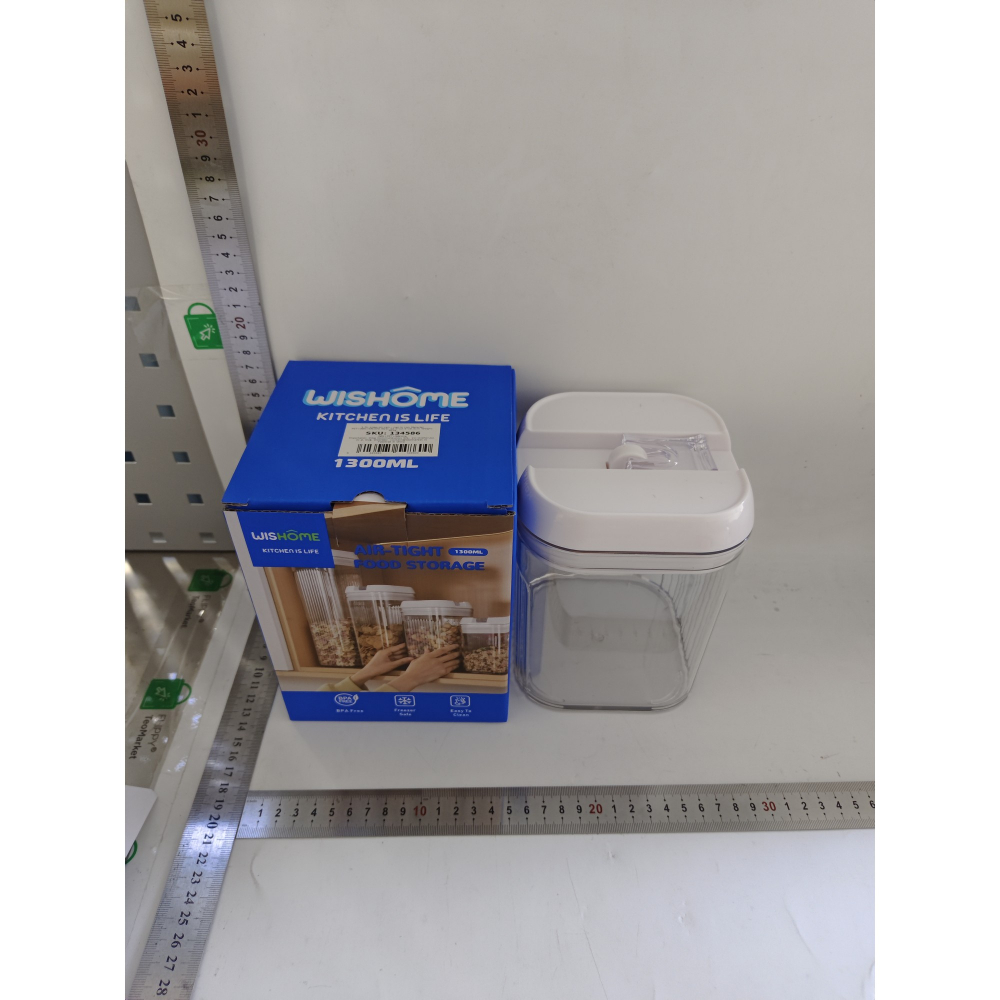 Cutie de depozitare alimente, cutie pentru bucatarie, cutie pentru condimente, din pet abs silicon, 12.5 x 12.5 x 16.5 cm, 461 g, 1.3l, transparent alb [2]