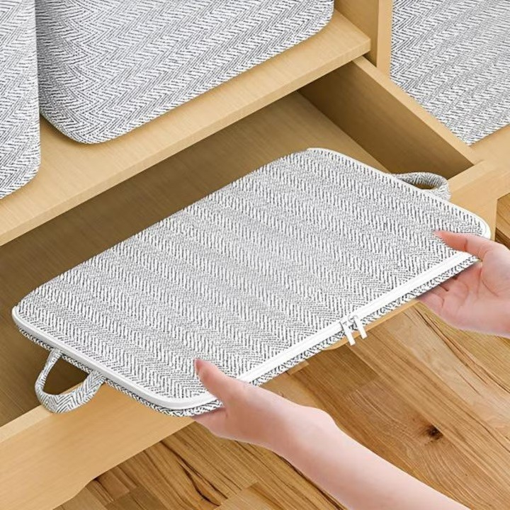 Cutie de depozitare cu fermoar, pliabila, maner ranforsat, fermoar rezistent, pentru haine, paturi, plapumi, perne, lenjerii de pat, jucarii, 61x50x71 cm, 210 litri, gri [5]