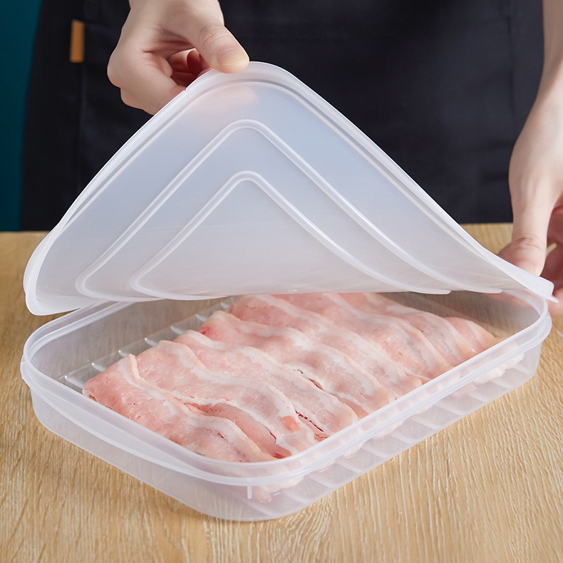 Cutie de depozitare de uz casnic, caserola pentru frigider, rezistenta la umiditate, rezervor sigilat pentru depozitare alimentara, 24.5 x 18.5 x 3.5cm, alb transparent [3]