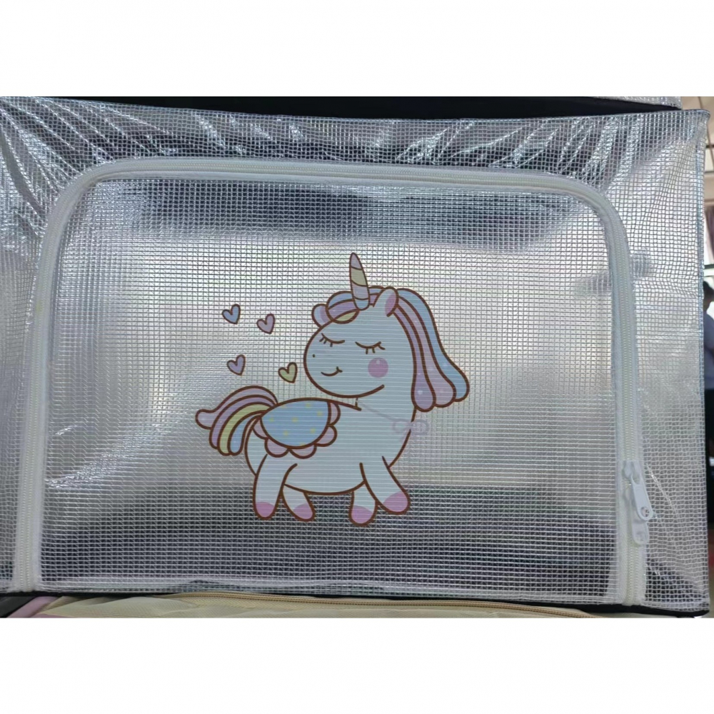 Cutie de depozitare, pentru camera copiilor, 100l, din pvc, model unicorn, 60 x 42 x 40 cm, transparent [2]