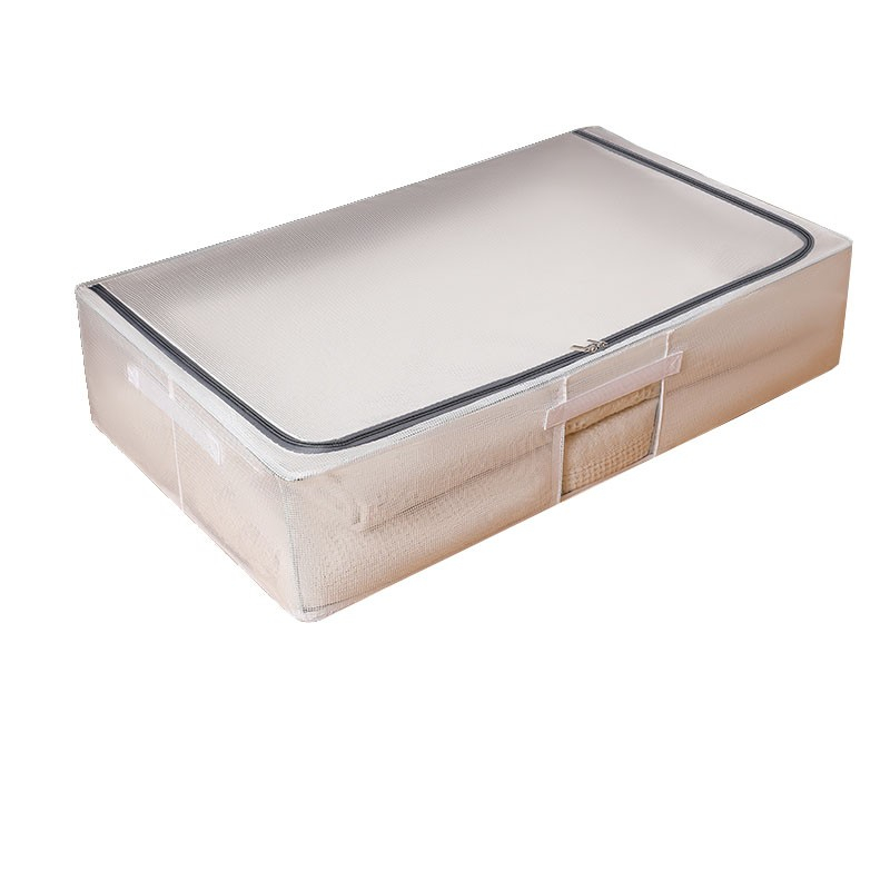 Cutie de depozitare, pentru haine, incaltaminte, din plasa pvc impermeabila si manere laterale, pliabila, fermoar bidirectional, 80 x 47 x 18 cm, transparenta [1]