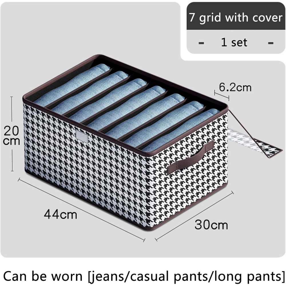 Cutie de depozitare, pentru haine, lenjerie, sosete si sutiene, material textil, 7 compartimente, 44x30x20 cm, culoare alb-negru [5]