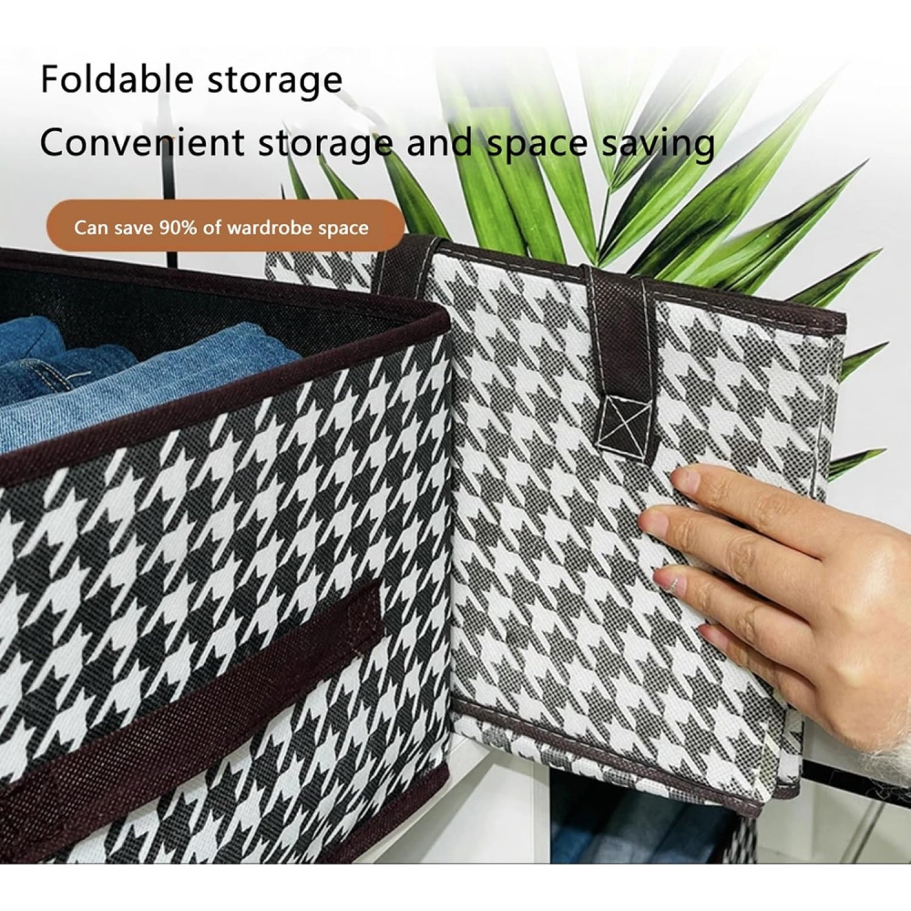 Cutie de depozitare, pentru haine, lenjerie, sosete si sutiene, material textil, 7 compartimente, 44x30x20 cm, culoare alb-negru [2]