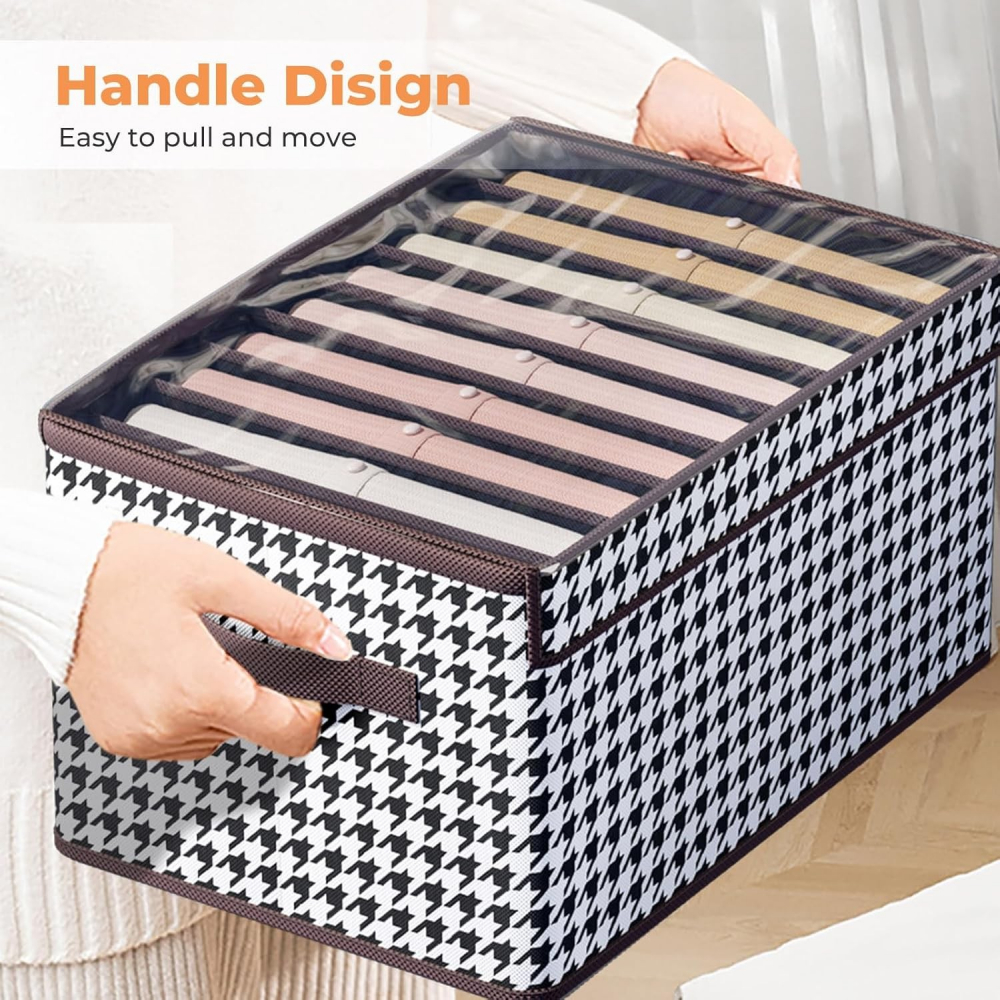 Cutie de depozitare, pentru haine, lenjerie, sosete si sutiene, material textil, 9 compartimente, 44x30x20 cm, culoare alb-negru [11]