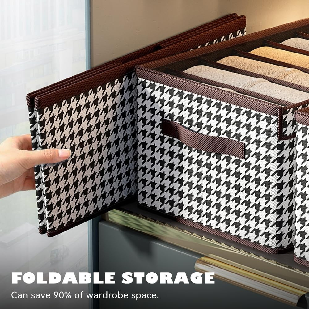 Cutie de depozitare, pentru haine, lenjerie, sosete si sutiene, material textil, 9 compartimente, 44x30x20 cm, culoare alb-negru [2]
