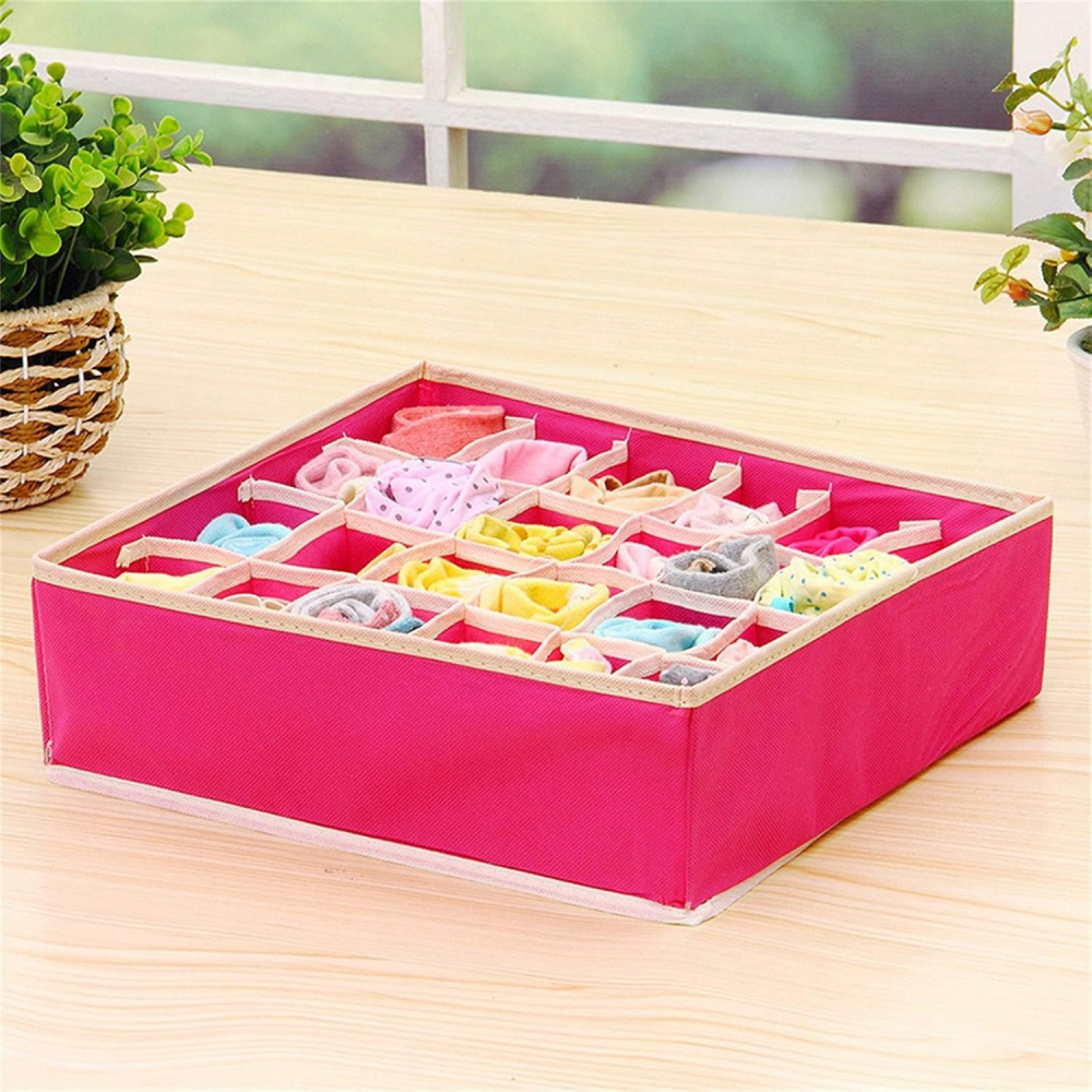 Cutie de depozitare, pentru lenjerie, sosete si sutiene, material textil, 24 compartimente, 32 x 32 x 10 cm, culoare roz [5]