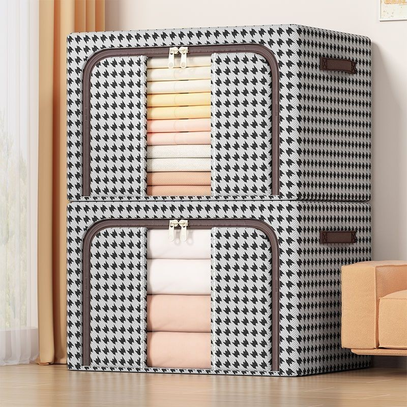 Cutie de depozitare pliabila, cu fermoar bidirectional, 24 l, textil, 40x30x20 cm, cadru metalic, o fereastra, suport baza stabil din plastic, design zebra, alb negru [8]
