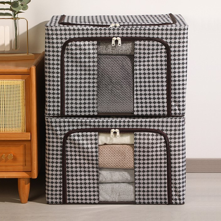 Cutie de depozitare pliabila, cu fermoar bidirectional, 24 l, textil, 40x30x20 cm, cadru metalic, o fereastra, suport baza stabil din plastic, design zebra, alb negru [5]