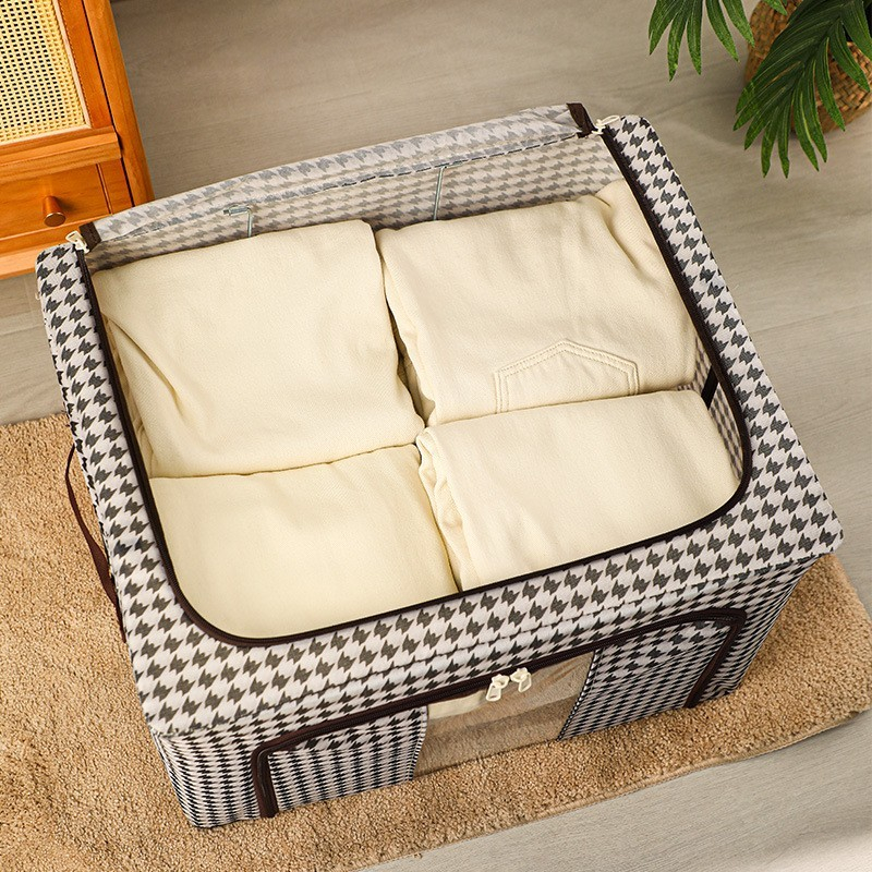Cutie de depozitare pliabila, cu fermoar bidirectional, 24 l, textil, 40x30x20 cm, cadru metalic, o fereastra, suport baza stabil din plastic, design zebra, alb negru [7]