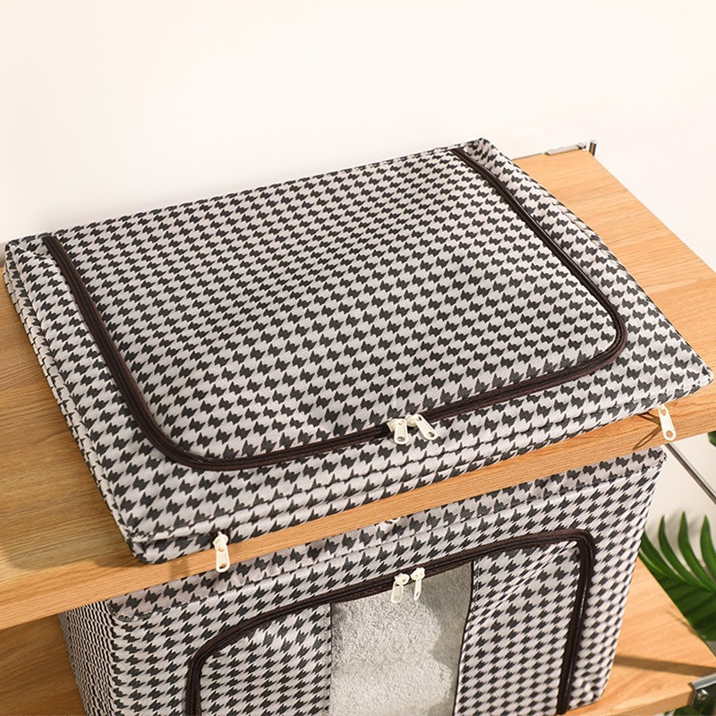 Cutie de depozitare pliabila, cu fermoar bidirectional, 24 l, textil, 40x30x20 cm, cadru metalic, o fereastra, suport baza stabil din plastic, design zebra, alb negru [6]