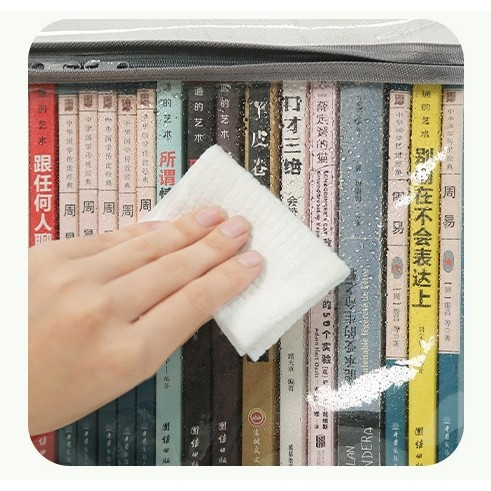 Cutie de depozitare tip cos, din pvc + textil, rezistenta la apa, geanta pentru carti, 38x24x32 cm, transparent-negru [8]