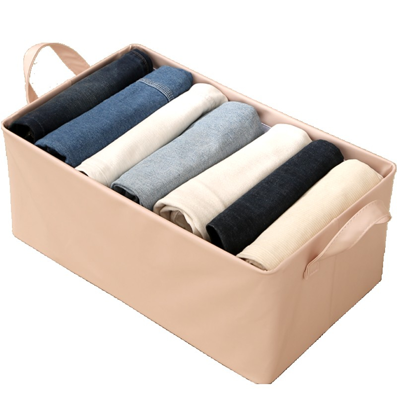 Cutie de depozitare tip cos, material piele ecologica, pliabila, 47x28x20 cm, 26 l, cadru metalic, cu manere, roz [1]