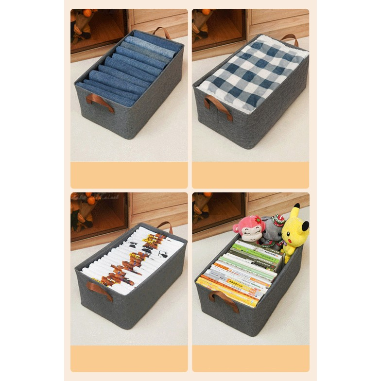 Cutie de depozitare tip cos, textil, pliabila, 47x28x20 cm, cadru metalic, cu manere, gri [9]