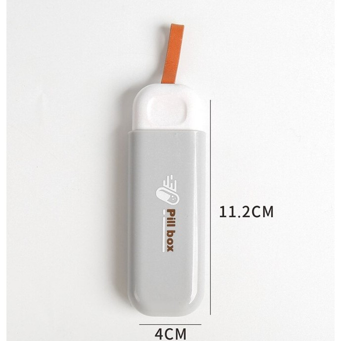 Cutie depozitare medicamente, portabila, 3 compartimente, tip breloc, plastic, glisanta, gri, 10.7x3.6x1.6 cm [4]