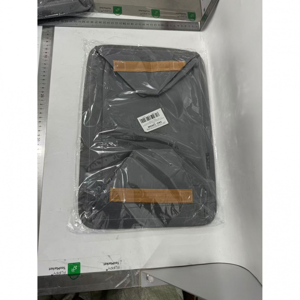 Cutie depozitare  pentru haine, lucruri, din textil cu cadru metalic, manere laterale, forma dreptunghiulara, 42 x 28 x 25 cm, volum 29 l, gri [2]